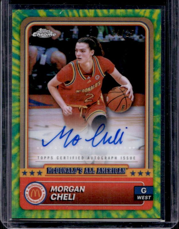 Morgan Cheli 2024 Topps Chrome McDonald's All-American #16 Base Autographs - Tie-Dye Refractor /25 RAW