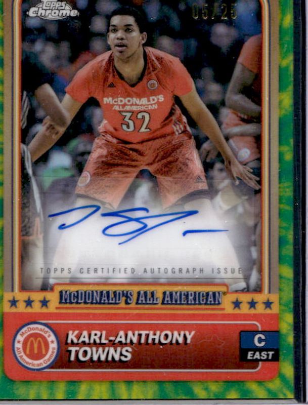 Karl-Anthony Towns 2024 Topps Chrome McDonald's All-American #98 Base Autographs - Tie-Dye Refractor /25 RAW