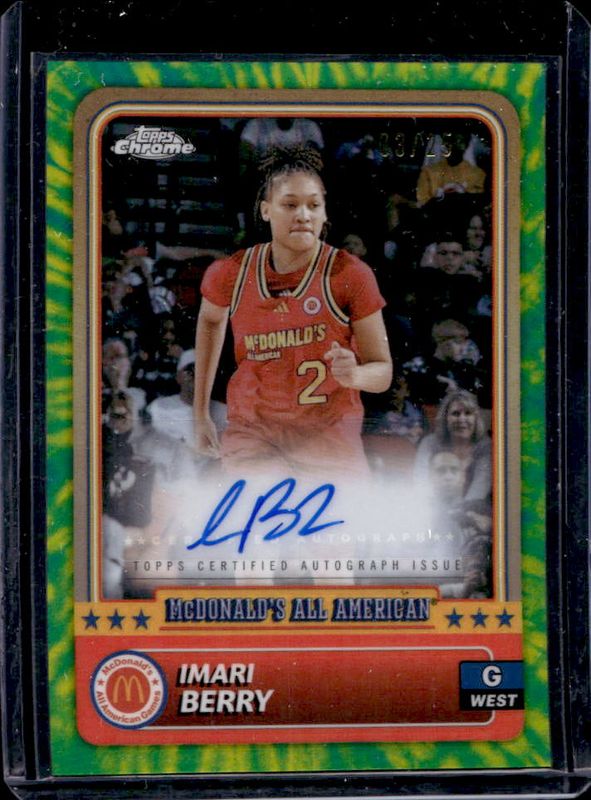 Imari Berry 2024 Topps Chrome McDonald's All-American #13 Base Autographs - Tie-Dye Refractor /25 RAW