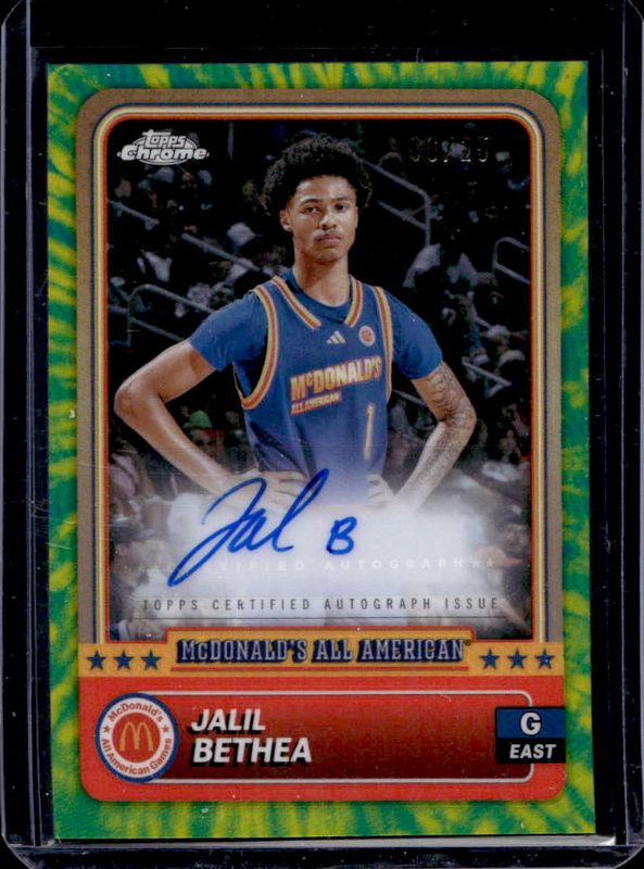 Jalil Bethea 2024 Topps Chrome McDonald's All-American #25 Base Autographs - Tie-Dye Refractor /25 RAW