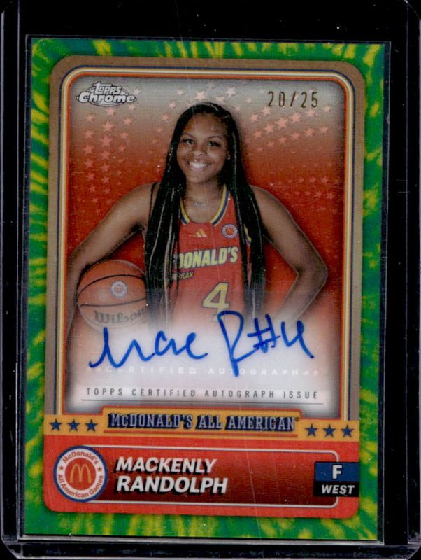 Mackenly Randolph 2024 Topps Chrome McDonald's All-American #71 Base Autographs - Tie-Dye Refractor /25 RAW