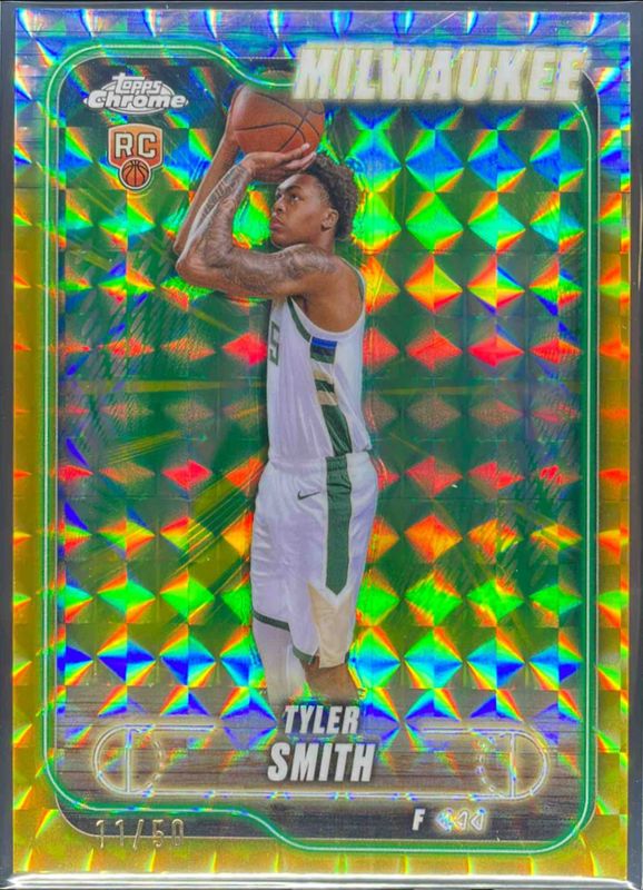 Tyler Smith 2024 Topps Chrome #196 Gold Geometric Refractor /50 Rookie RAW