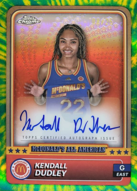 Kendall Dudley 2024 Topps Chrome McDonald's All-American #52 Base Autographs - Tie-Dye Refractor /25 RAW