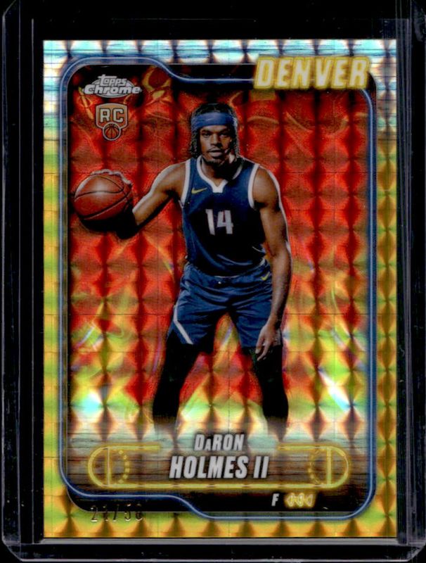 DaRon Holmes II 2024 Topps Chrome #195 Gold Geometric Refractor /50 Rookie RAW