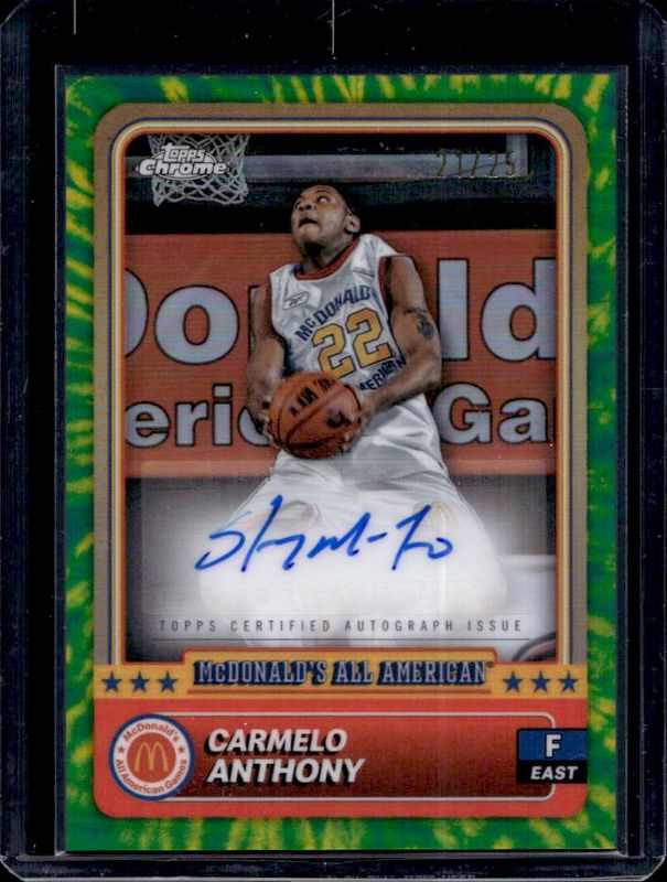 Carmelo Anthony 2024 Topps Chrome McDonald's All-American #43 Base Autographs - Tie-Dye Refractor /25 RAW
