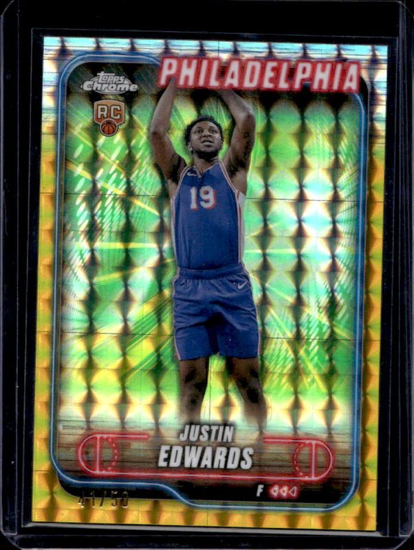 Justin Edwards 2024 Topps Chrome #161 Gold Geometric Refractor /50 RAW