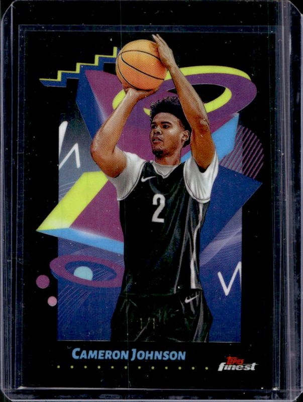 Cameron Johnson 2024 Topps Finest #207 Base Rare - Black Geometric Refractor /1 RAW