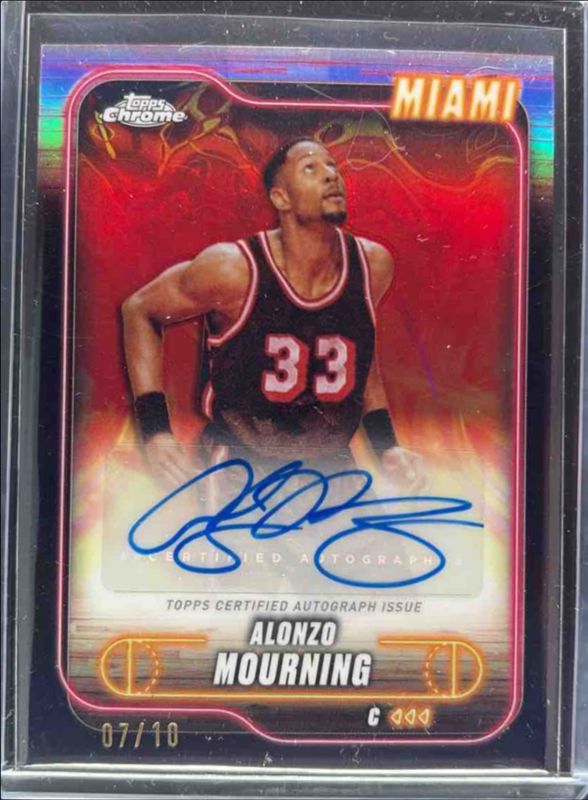 Alonzo Mourning 2024 Topps Chrome #TCA-AM Chrome Autographs - Black Refractor /10 RAW