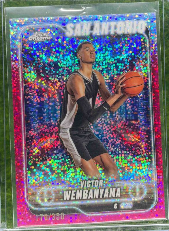 Victor Wembanyama 2024 Topps Chrome #193 Magenta Speckle Refractor /350 RAW