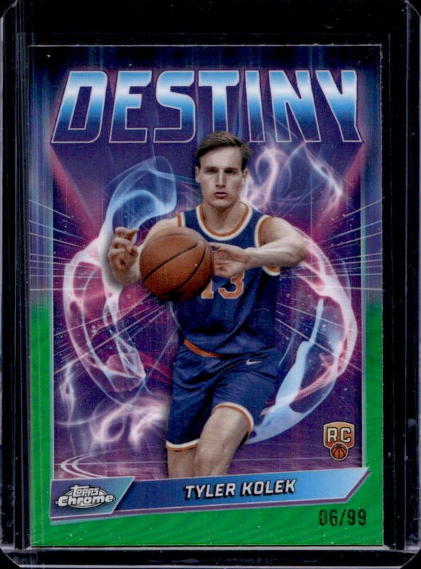 Tyler Kolek 2024 Topps Chrome #D-23 Destiny - Green Refractor /99 Rookie RAW