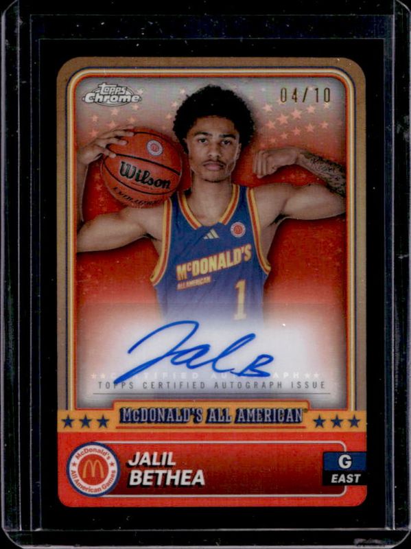 Jalil Bethea 2024 Topps Chrome McDonald's All-American #75 Base Autographs - Black Refractor /10 RAW