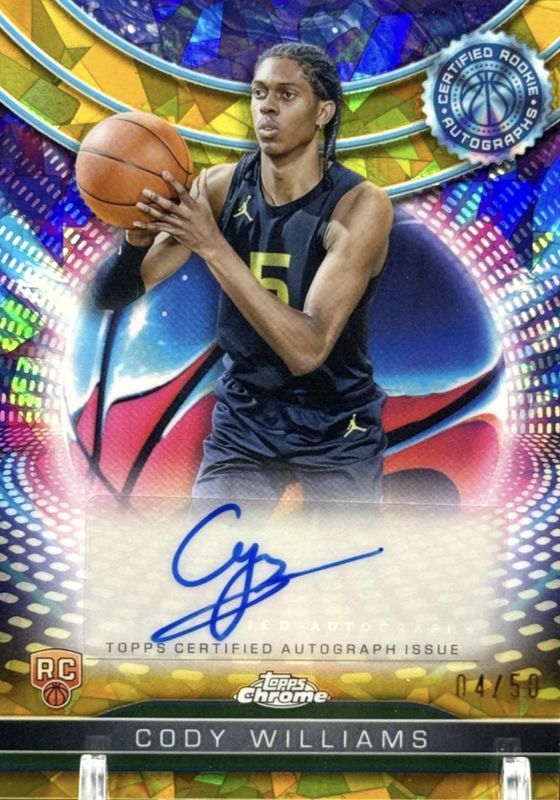 Cody Williams 2024 Topps Chrome Sapphire Edition #TCRA-CW Certified Rookie Autographs - Gold /50 RAW