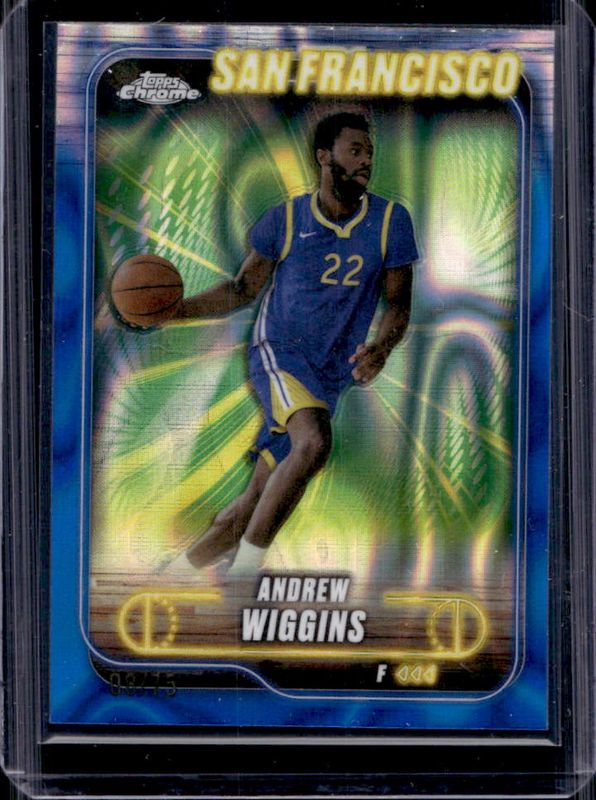 Andrew Wiggins 2024 Topps Chrome #155 Blue Lava Refractor /75 RAW