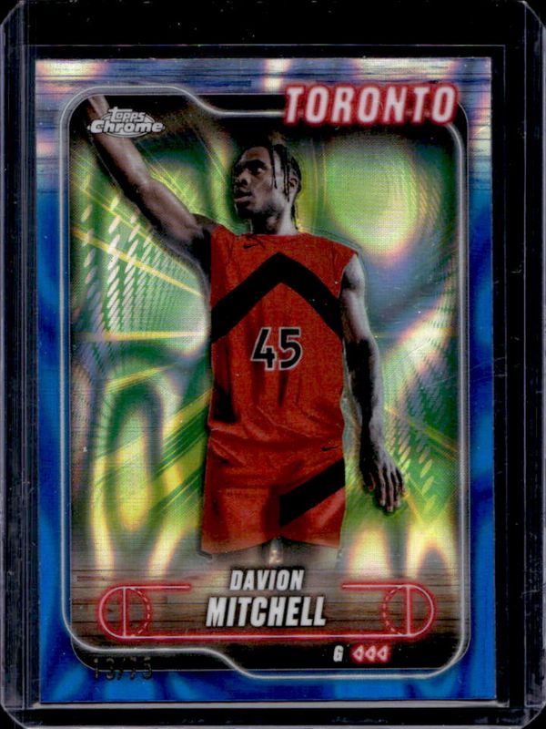 Davion Mitchell 2024 Topps Chrome #128 Blue Lava Refractor /75 RAW
