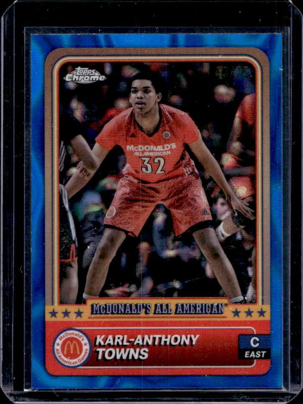 Karl-Anthony Towns 2024 Topps Chrome McDonald's All-American #98 Blue Lava Refractor /75 RAW