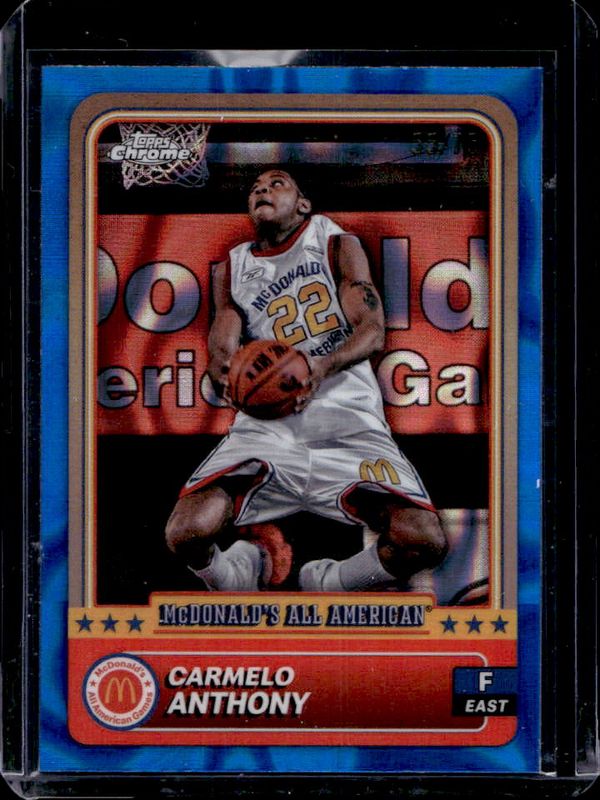 Carmelo Anthony 2024 Topps Chrome McDonald's All-American #43 Blue Lava Refractor /75 RAW