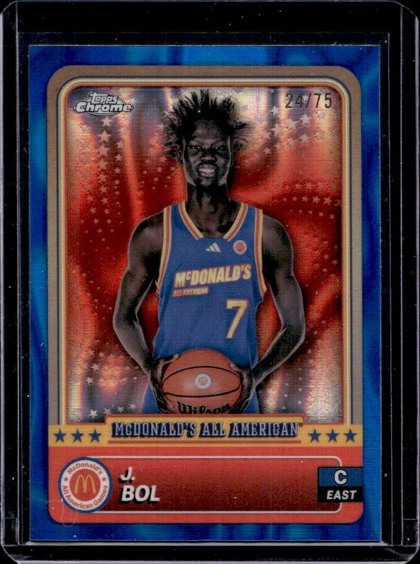 J Bol 2024 Topps Chrome McDonald's All-American #76 Blue Lava Refractor /75 RAW