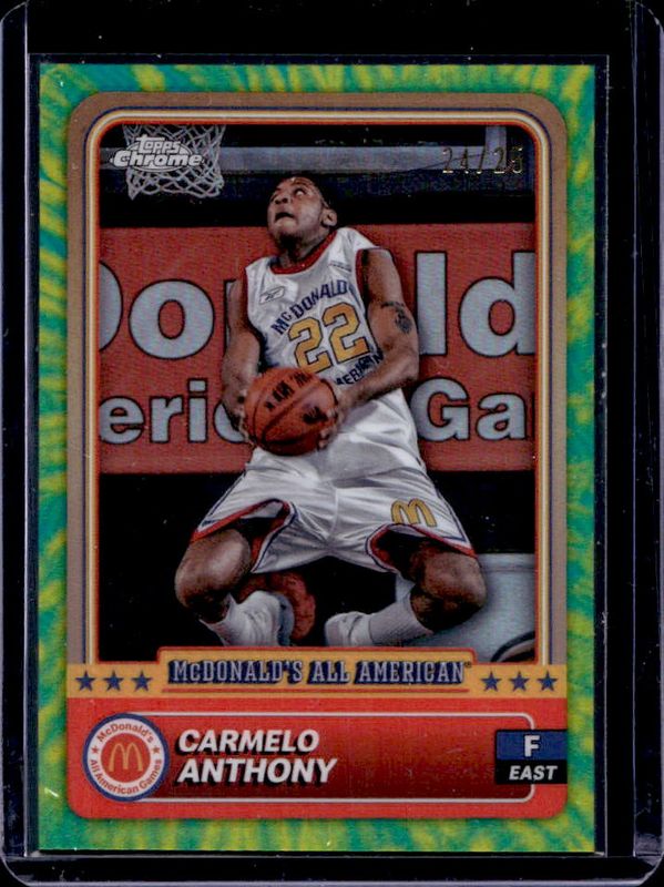 Carmelo Anthony 2024 Topps Chrome McDonald's All-American #43 Tie-Dye Refractor /25 RAW