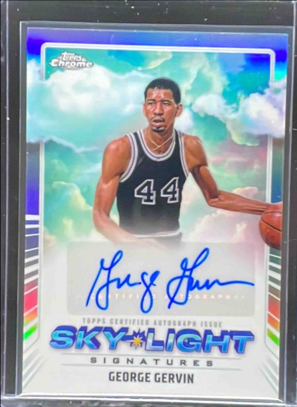 George Gervin 2024 Topps Chrome #SLS-GG Sky Light Signatures - Refractor RAW