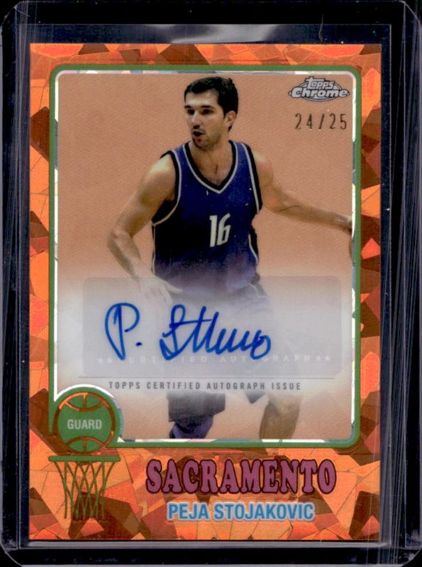 Peja Stojakovic 2024 Topps Chrome Sapphire Edition #73TA-PS 1973 Autographs - Orange /25 RAW