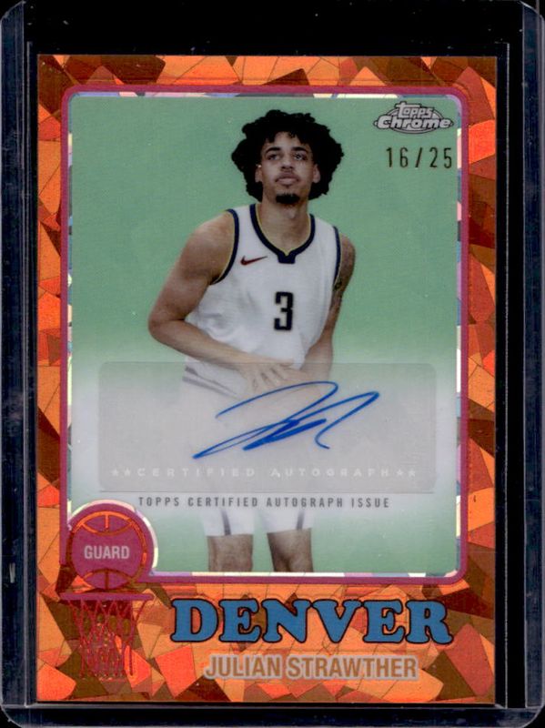 Julian Strawther 2024 Topps Chrome Sapphire Edition #73TA-JS 1973 Autographs - Orange /25 RAW