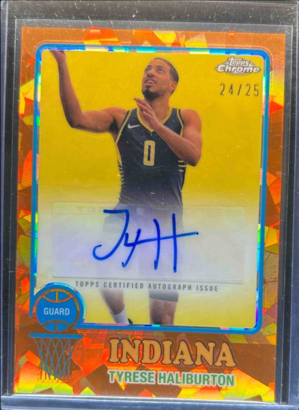 Tyrese Haliburton 2024 Topps Chrome Sapphire Edition #73TA-TH 1973 Autographs - Orange /25 RAW
