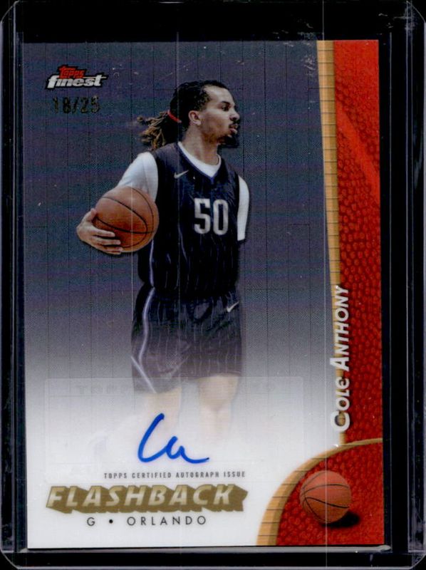 Cole Anthony 2024 Topps Finest #FBA-CA Flashback Autographs - Black Refractor /25 RAW