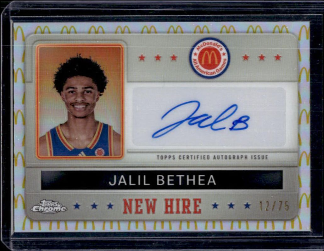 Jalil Bethea 2024 Topps Chrome McDonald's All-American #NHB-JAB New Hire Badge Autographs - McDonald's Logo Refractor /75 RAW