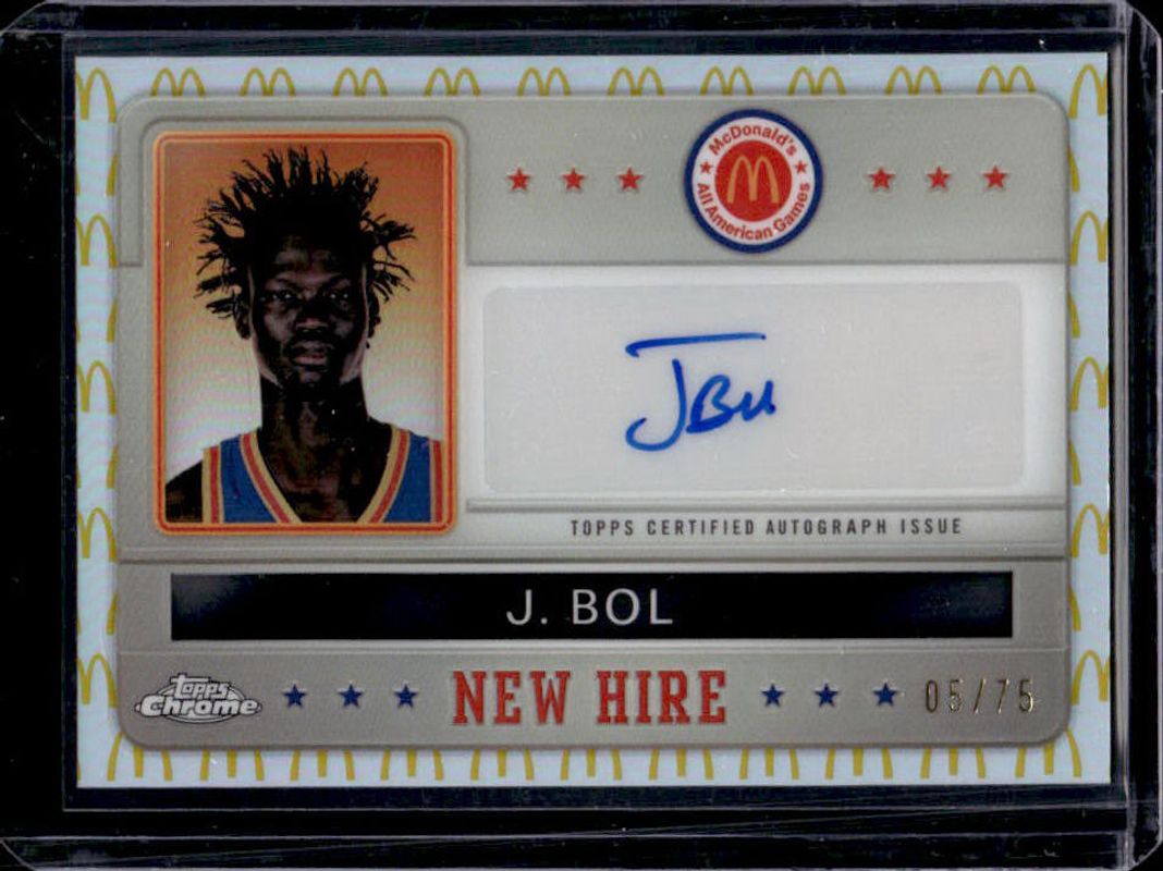 J Bol 2024 Topps Chrome McDonald's All-American #NHB-JOH New Hire Badge Autographs - McDonald's Logo Refractor /75 RAW