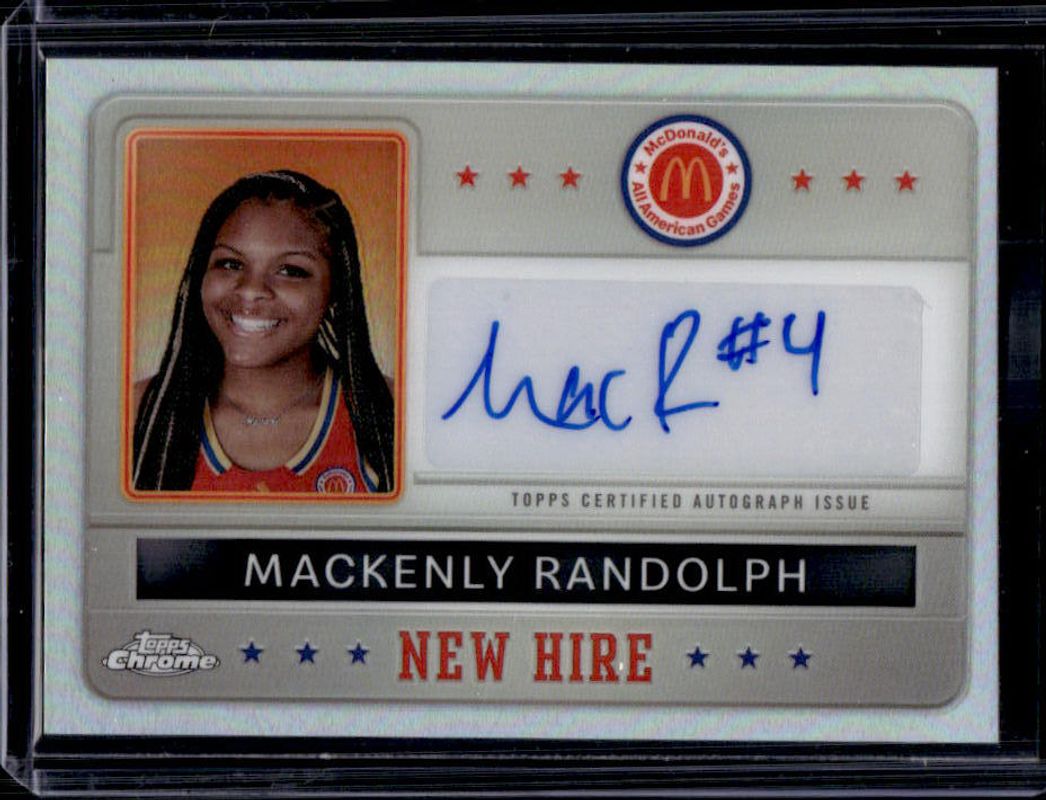 Mackenly Randolph 2024 Topps Chrome McDonald's All-American #NHB-MAC New Hire Badge Autographs - McDonald's Logo Refractor /75 RAW
