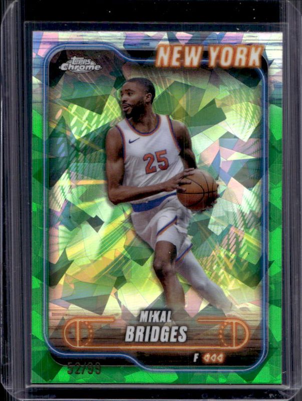 Mikal Bridges 2024 Topps Chrome Sapphire Edition #190 Green /99 RAW
