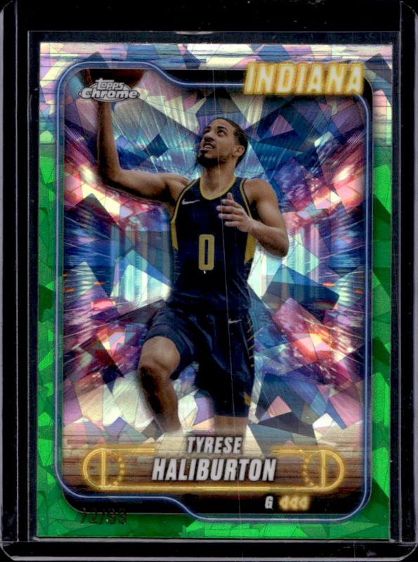 Tyrese Haliburton 2024 Topps Chrome Sapphire Edition #100 Green /99 RAW