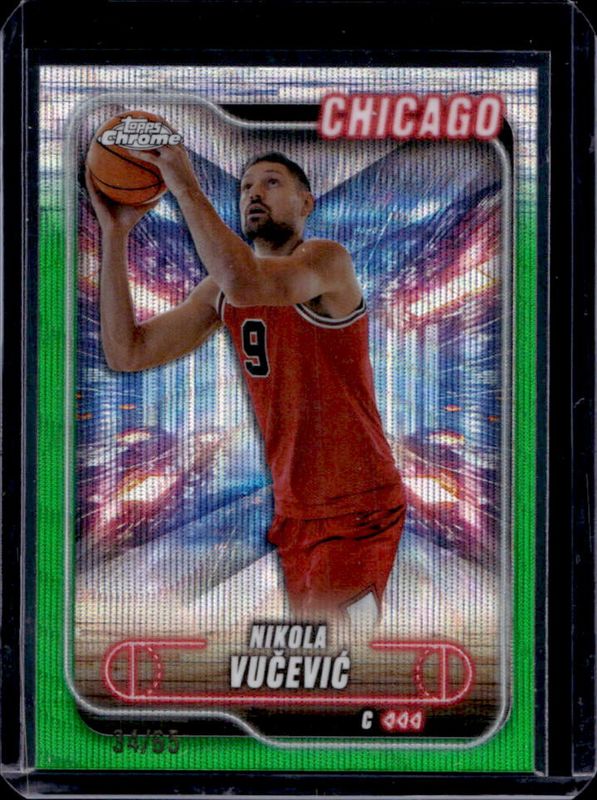 Nikola Vucevic 2024 Topps Chrome #97 Green Wave Refractor /65 RAW