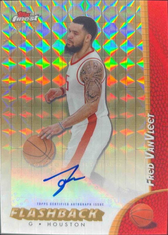 Fred VanVleet 2024 Topps Finest #FBA-FV Flashback Autographs - Gold Geometric Refractor /50 RAW