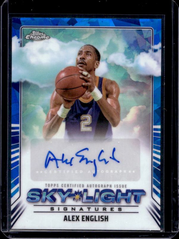Alex English 2024 Topps Chrome Sapphire Edition #SLS-AE Sky-Light Signatures /25 RAW