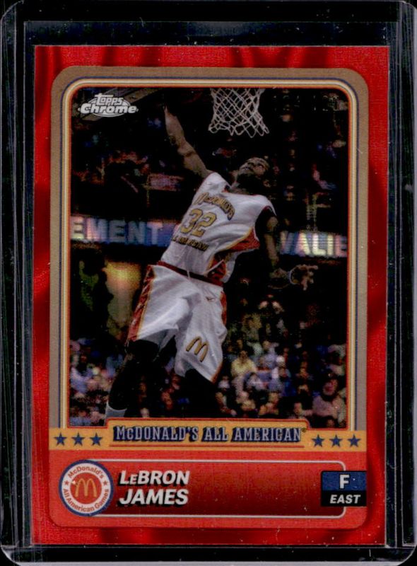 LeBron James 2024 Topps Chrome McDonald's All-American #50 Red RayWave Refractor RAW