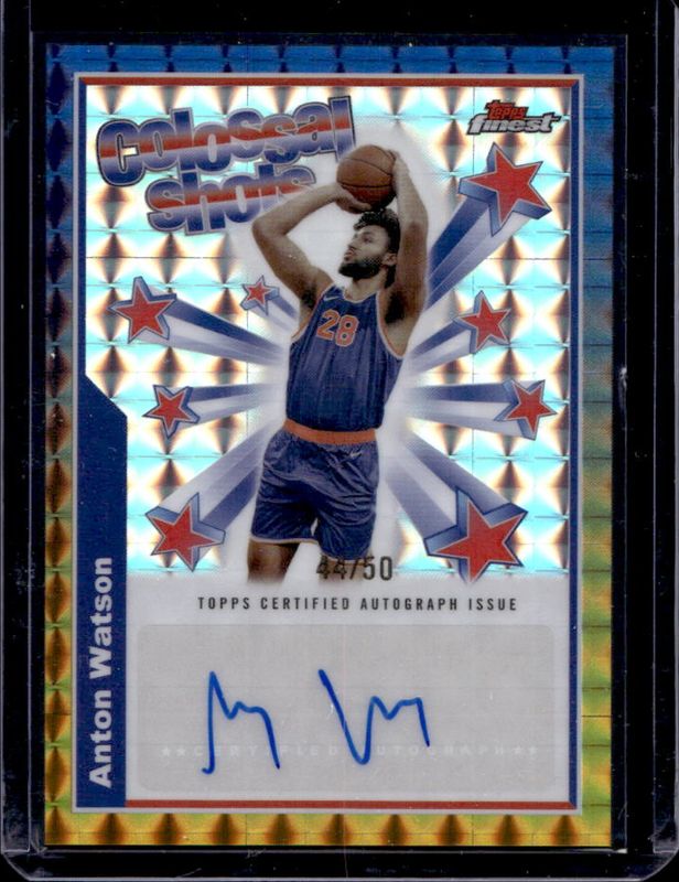 Anton Watson 2024 Topps Finest #BSA-AW Colossal Shots Autographs - Gold Geometric Refractor /50 RAW