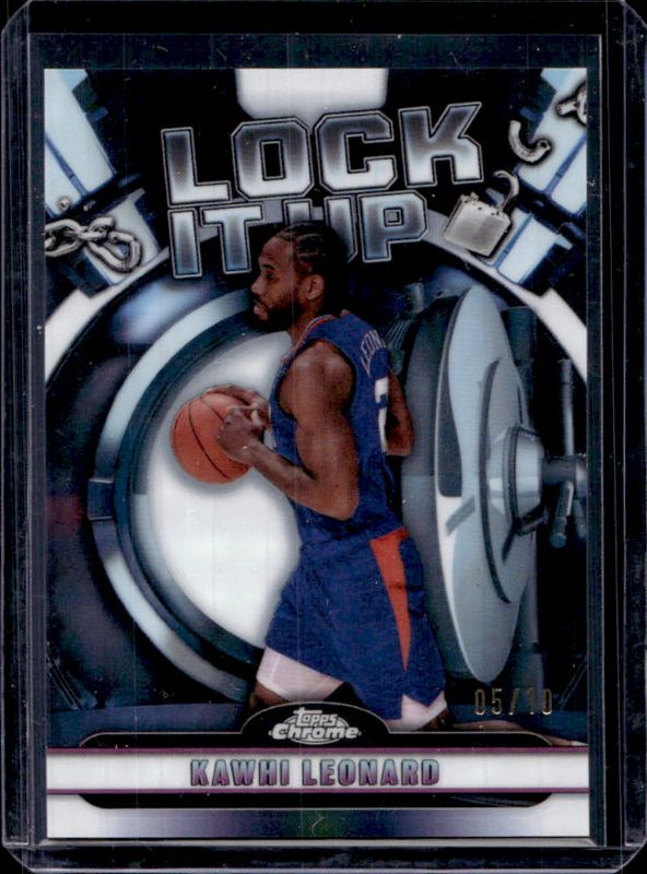 Kawhi Leonard 2024 Topps Chrome #LIU-3 Lock It Up - White Geometric Refractor /10 RAW
