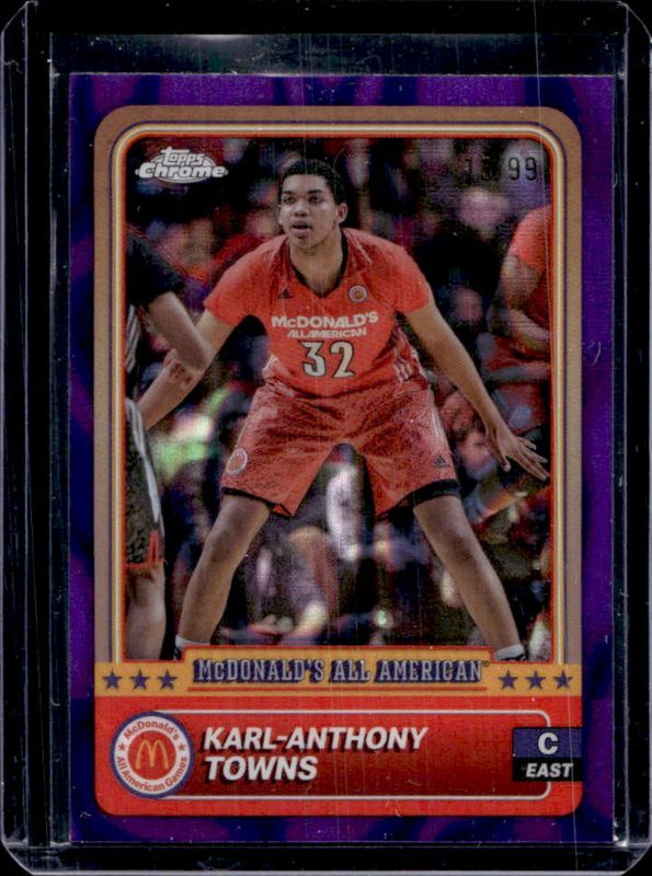 Karl-Anthony Towns 2024 Topps Chrome McDonald's All-American #98 Purple Lava Refractor /99 RAW