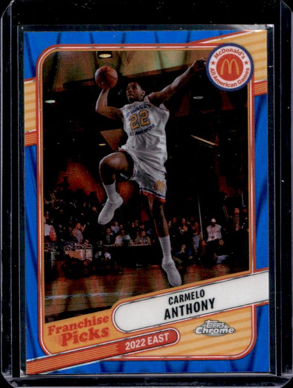 Carmelo Anthony 2024 Topps Chrome McDonald's All-American #REA-CAR Franchise Picks - Blue RayWave Refractor RAW
