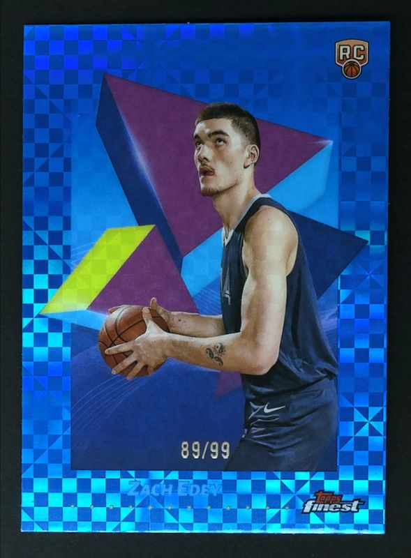 Zach Edey 2024 Topps Finest #48 Base Common - Blue X-Fractor /99 Rookie RAW