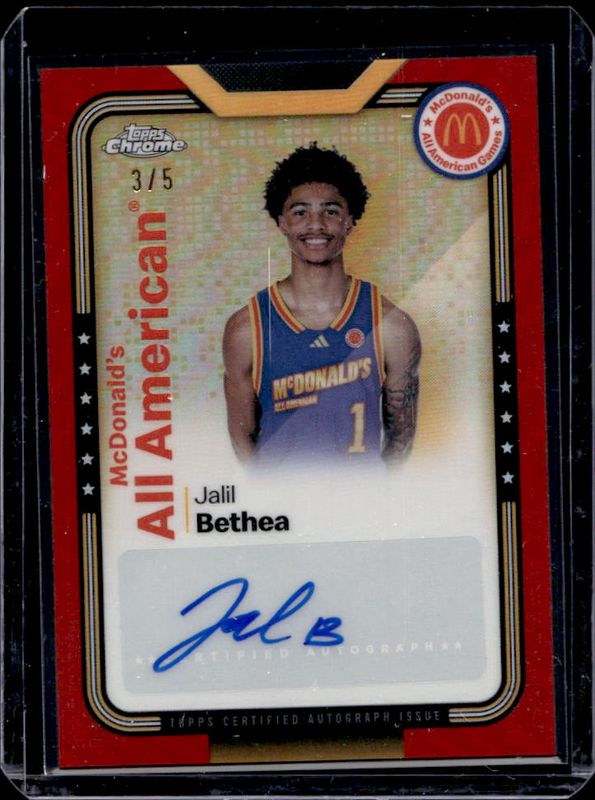 Jalil Bethea 2024 Topps Chrome McDonald's All-American #SMS-JAB All-American Autographs - Red Refractor /5 RAW