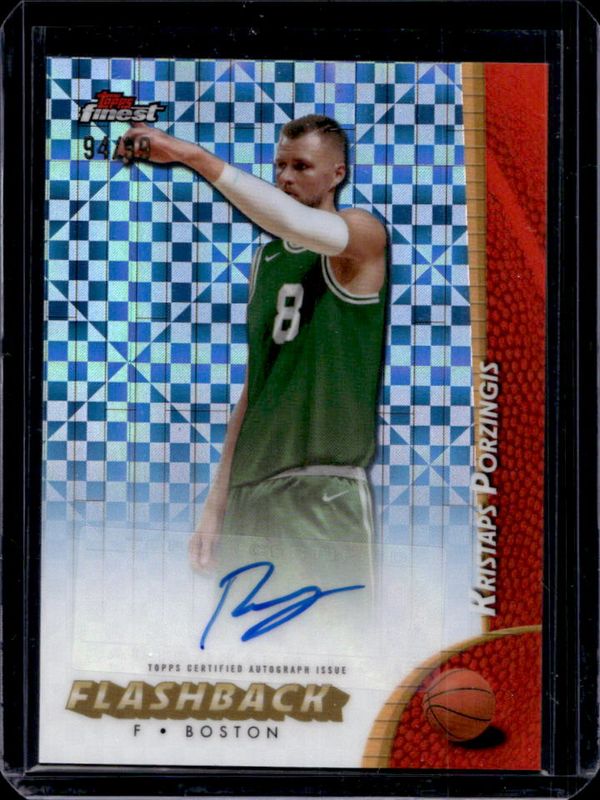 Kristaps Porzingis 2024 Topps Finest #FBA-KP Flashback Autographs - Blue X-Fractor /99 RAW