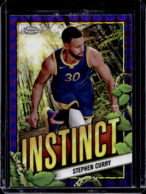 Stephen Curry 2024 Topps Chrome #INS-9 Instinct - Purple Geometric Refractor RAW