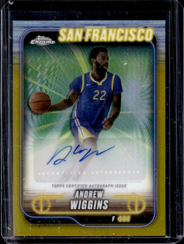Andrew Wiggins 2024 Topps Chrome #TCA-AW Chrome Autographs - Gold Refractor /50 RAW