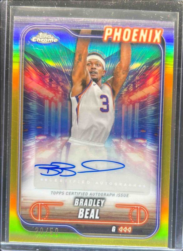 Bradley Beal 2024 Topps Chrome #TCA-BB Chrome Autographs - Gold Refractor /50 RAW