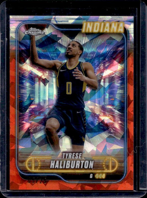 Tyrese Haliburton 2024 Topps Chrome Sapphire Edition #100 Orange /25 RAW