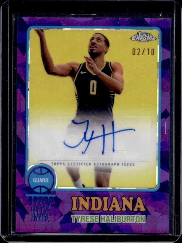 Tyrese Haliburton 2024 Topps Chrome Sapphire Edition #73TA-TH 1973 Autographs - Purple /10 RAW