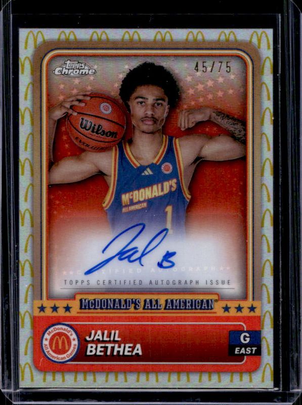 Jalil Bethea 2024 Topps Chrome McDonald's All-American #75 Base Autographs - McDonald's Logo Refractor /75 RAW