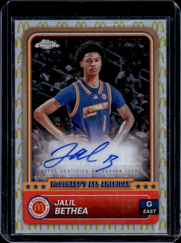 Jalil Bethea 2024 Topps Chrome McDonald's All-American #25 Base Autographs - McDonald's Logo Refractor /75 RAW